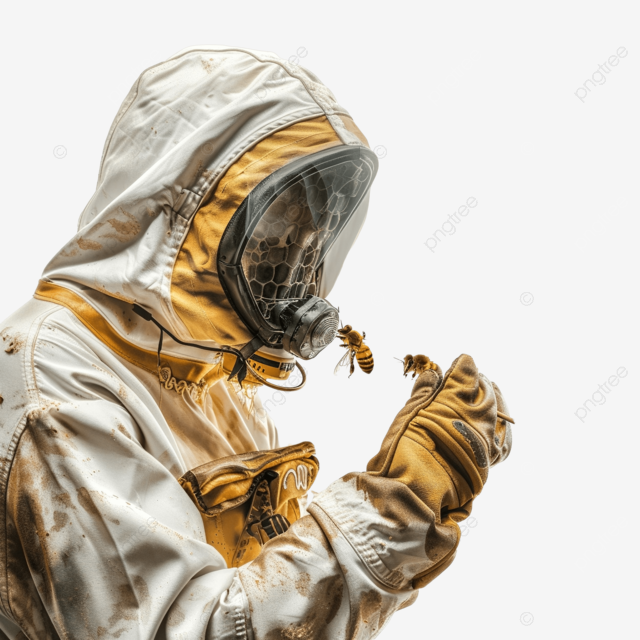 Pngtree bee keeper smoking honey bees png image 12026249