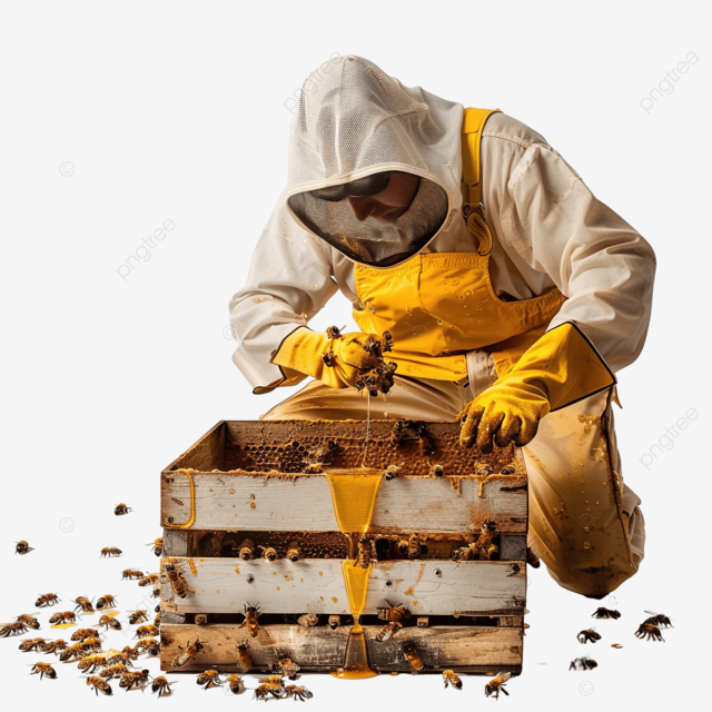 Pngtree beekeeper collecting honey png image 11908808